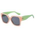 Gafas de sol cuadradas de gran tamaño en rosa y verde con cristales grises - Montura Rosa Lente Gris Oscuro