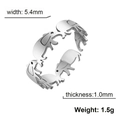 18k gold plated stainless steel open ring featuring a hollow elephant pattern design - Steel