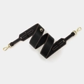 Wide black leather replacement strap with white stitching and gold metal hooks - Black Strap Gold Buckle