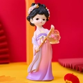 Chinese style resin figurine of a girl in purple hanfu holding a rabbit lantern - Large Figurine with Lantern (B143)