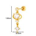 Golden heart butterfly ear stud with clear zircon stones and stainless steel bar - Fashion 4-Rhinestone Set (AMY1-4# Gold)
