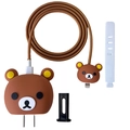 Brown cartoon bear protective set for Apple 18W/20W charger with cable accessories - Relaxing Bear / Five-Piece Set