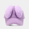 Détail de la casquette de baseball violette à oreilles de lapin et nœud soyeux - M (56-58cm) / Violet