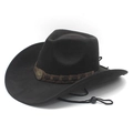 Cappello da cowboy western nero con fascia intrecciata e stella metallica vintage - M (56-58cm) / Nero