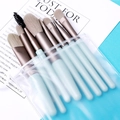 8-teiliges hellblaues Make-up-Pinsel-Set mit Roségold-Zwingen und mattierter Tasche - Blau Set