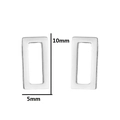 Minimalist silver rectangular stud earrings with hollow geometric design 10mm x 5mm - Rectangle / Steel