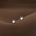 Elegant 925 sterling silver crown stud earrings with a high-polished minimalist finish - Small Crown / Silver