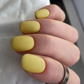 Matte bright yellow press-on nails with round shape displayed on a hand model - Matte Bright Yellow Style (JP3169) - Glue Type