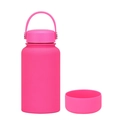 Neon pink 650ml wide mouth stainless steel insulated water bottle with silicone boot - 650ml / Fluorescent Rose Red