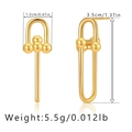 Gold plated U-link geometric earrings with three spheres in minimalist French design - Gold U-Link Ball Bar Style (KE0333)