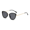 Classic black cat eye sunglasses with elegant gold metal temples for women - Black Gold Frame Black Grey Lens C7