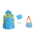 Foldable blue mesh beach toy storage bag set with drawstring closure and shoulder strap - Adult and Child 2-Piece Set Green Mesh Blue Strap