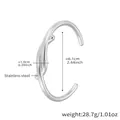 Silver stainless steel open cuff bracelet with geometric twisted lines and enamel eye detail - ID 6.1cm/W 1.0cm / Silver Geometric Knot