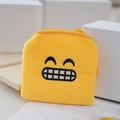 Yellow plush coin purse with embroidered grimace expression and zipper closure - Style 5