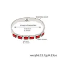 Bracciale rigido in acciaio inossidabile argento con pietre di vetro rosse - Pietra di Vetro Rossa / Colore acciaio