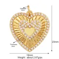 Polished 18K gold plated heart pendant with pavé diamonds and 19x23mm dimension details - L266547-Gold Full Rhinestone Heart Gold