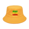 Yellow One Love bucket hat with reggae color print for outdoor sun protection - M (56-58cm) / Yellow