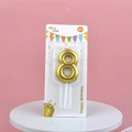 Golden number 8 birthday candle with gradient finish and secure plastic holder - Number 8 / Gold