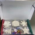 DIY Christmas wood ornaments set with star snowflake shapes and colorful bells in a box - Colorful Gift Box
