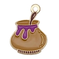 Golden honey pot charm with purple and brown enamel details for DIY jewelry - 1pc Yellow Poison Bottle (22x17mm)