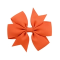 Detailed view of orange grosgrain ribbon hair bow with swallowtail ends and ribbed texture - Orange Red (31)