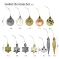 34-piece gold and silver Christmas ornament set with glitter balls and star pendants - Japanese Style Christmas Balls (gold) 34pcs