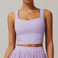 Lavender breathable yoga crop top and pleated skirt two-piece fitness set for women - Lavender Purple
