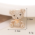 Detail view of crystal bear accessory showing height 2.8cm, width 2.3cm and weight 8.7g - D1675 Bear