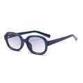 Retro oval sunglasses with thick deep blue frames and grey-purple gradient lenses - Deep Blue Frame Gradient Purple Lens