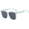 Oversized square sunglasses with light green marble frames and dark grey lenses for women - Mint Green Frame Gray Lens