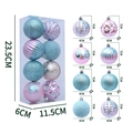 Set di 8 palline di Natale blu e rosa da 6cm con finiture glitterate e opache miste - Azzurro