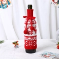 Funda de punto para botella de vino de Navidad con renos rojos y pompones suaves - Reno Rojo