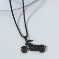 Collier avec pendentif moto en métal noir style punk avec chaîne assortie pour homme - Noir