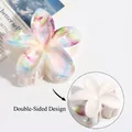 Elegant double-sided flower hair claw clip with cream marble gradient finish for women - Multicolor Tie-dye Flower