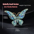 Detailed view of vintage crystal butterfly brooch with dimensions 7.0cm x 4.9cm - Small Butterfly Dark Blue (KC0258)