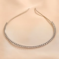 Detailed macro view of an emerald green zirconia headband with sparkling silver crystals - Small Rhinestone Steel (FG0009-11)