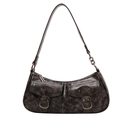 Vintage dark grey motorcycle shoulder bag with buckle pockets and metal chain strap - Black