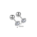 Puces d'oreilles minimalistes en argent S925 avec zircone 4mm et sertissage six griffes - Argent 925 / Boucles d'Oreilles Zirconia à Quatre Griffes Plaquées Platine (PED341) / 4mm
