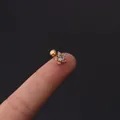 Orecchino a stella in acciaio dorato 16G con zirconi e chiusura a sfera per cartilagine - Stile a Forma di Stella Oro (354-10#G)