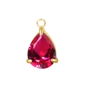 Pear shaped red zircon drop pendant with gold stainless steel base for DIY jewelry - Steel Color Setting / Jul Ruby Red (Corundum)