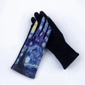 Winter faux suede gloves with Van Gogh's The Starry Night oil painting print on the back - One Size / Pattern 13 (Starry Night Variant)