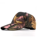 Pink and brown bionic leaf camouflage baseball cap with curved brim for outdoor activities - Adjustable / Pink Brown Forest Camouflage(05)