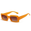 Retro rectangle thick frame sunglasses in bright orange with brown gradient lenses - Orange Frame Gradient Brown Lens