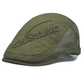 Army green mesh beret ivy cap with rhombus pattern and BUSTLING 3D embroidery - Adjustable (54-62cm) / Breathable Mesh Style / Army Green