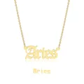 Detail of gold titanium steel necklace featuring an artistic Aries zodiac pendant - Aries (Gold)