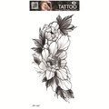 Waterproof temporary tattoo FF-147 with black sketch floral design on white background - Black and White Sketch Flowers (FF-147)
