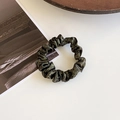 Deep green metallic scrunchie with vintage shimmer fabric and pleated elastic hair tie - Small / Dark Green