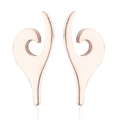 Macro shot of rose gold spiral earrings with elegant metal curves on a white background - 157 Abstract Curve - Rose Gold