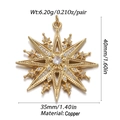 Detail view of gold star pendant with cubic zirconia and dimensions 40mm x 35mm - CX152-09 (Gold Hollow Zircon Large Star Pendant)