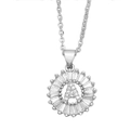 Collar de moda con colgante redondo letra A de circón y acabado plateado brillante - Letra A